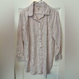 Victoria's Secret Metallic Striped Button Front Sleep Shirt Size Medium